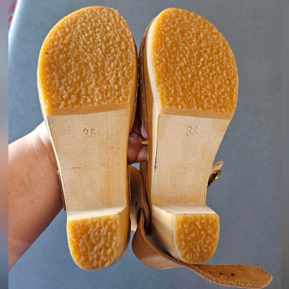 ***SOLD*** BRYR Miranda Peep Toe Mid Heel Clogs in Bone sz EU 35 / US 4.5-5 - Picture 7 of 11